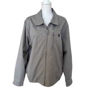 US Polo Assn. Jacket Windbreaker Gold Men's Size Large Gray Zip Front Lined